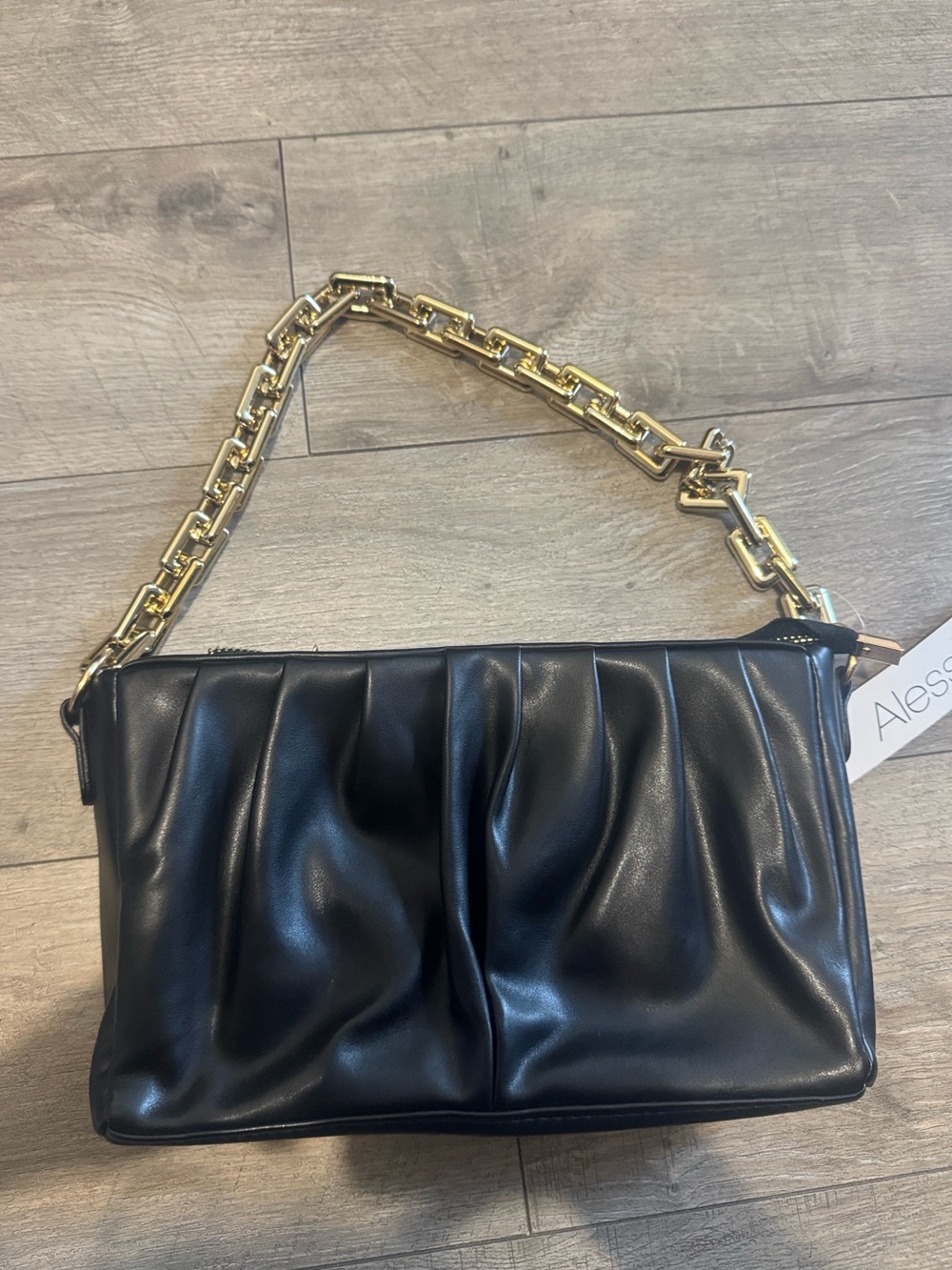Alessia Black Shoulder Bag with Gold Chain Strap